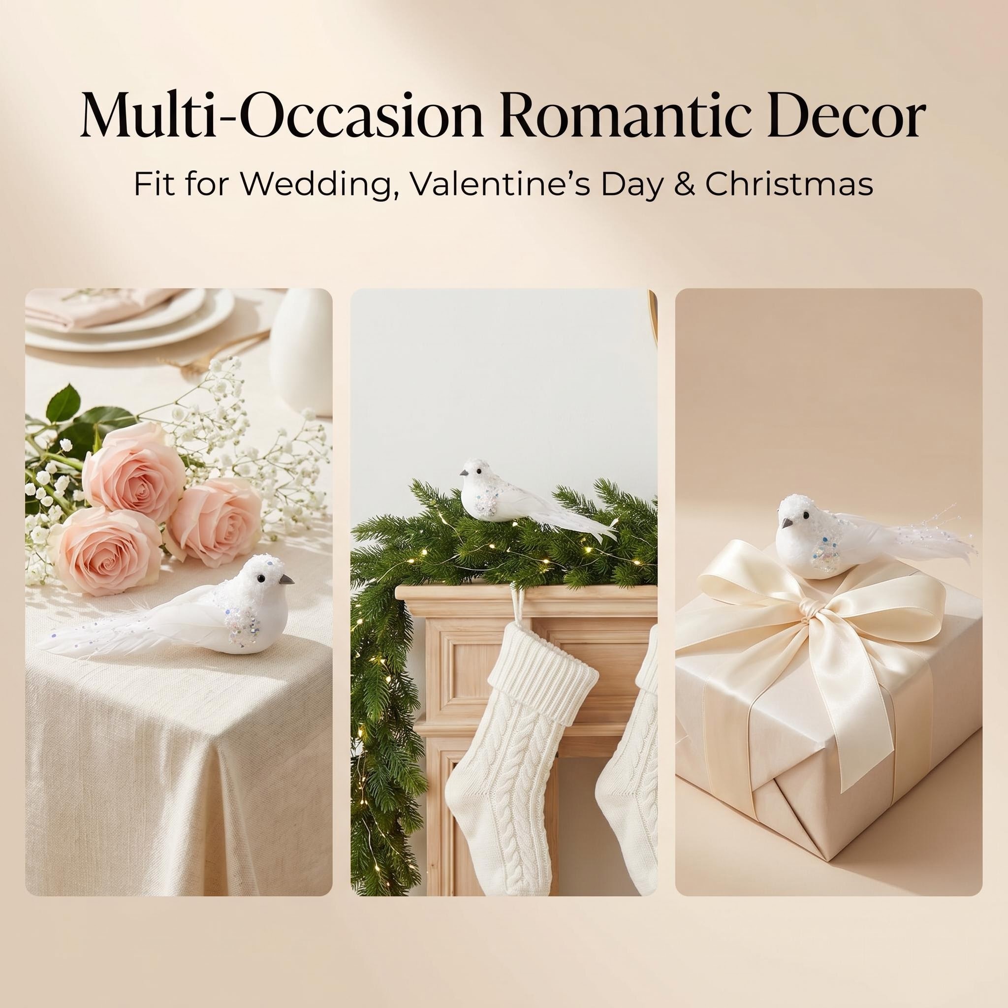 White feather bird wreath decoration for Christmas wedding and florist displays